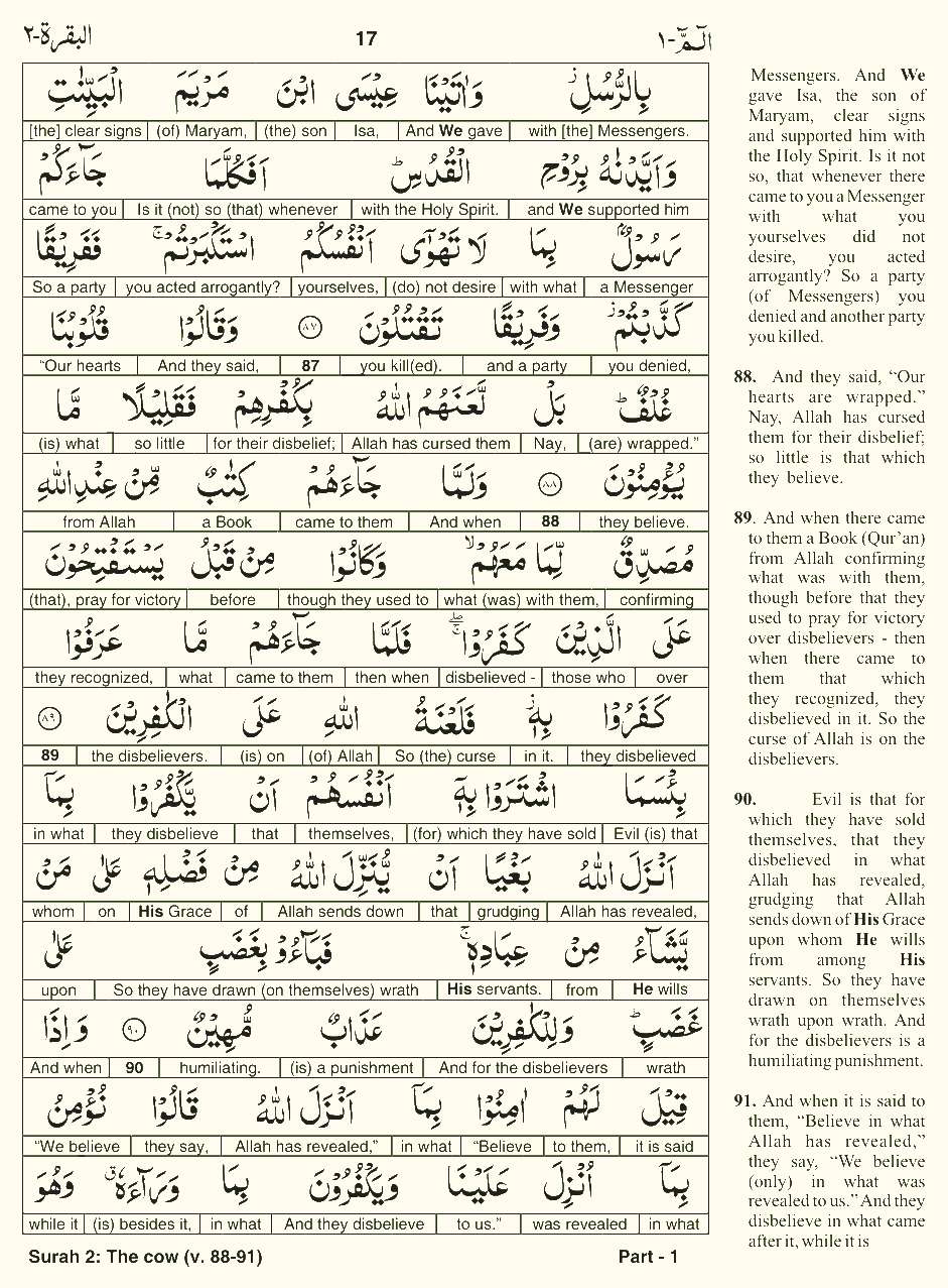 Quran English Parah 1 Page 17