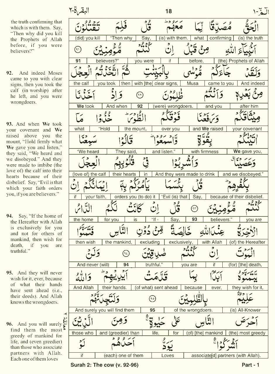 Quran English Parah 1 Page 18