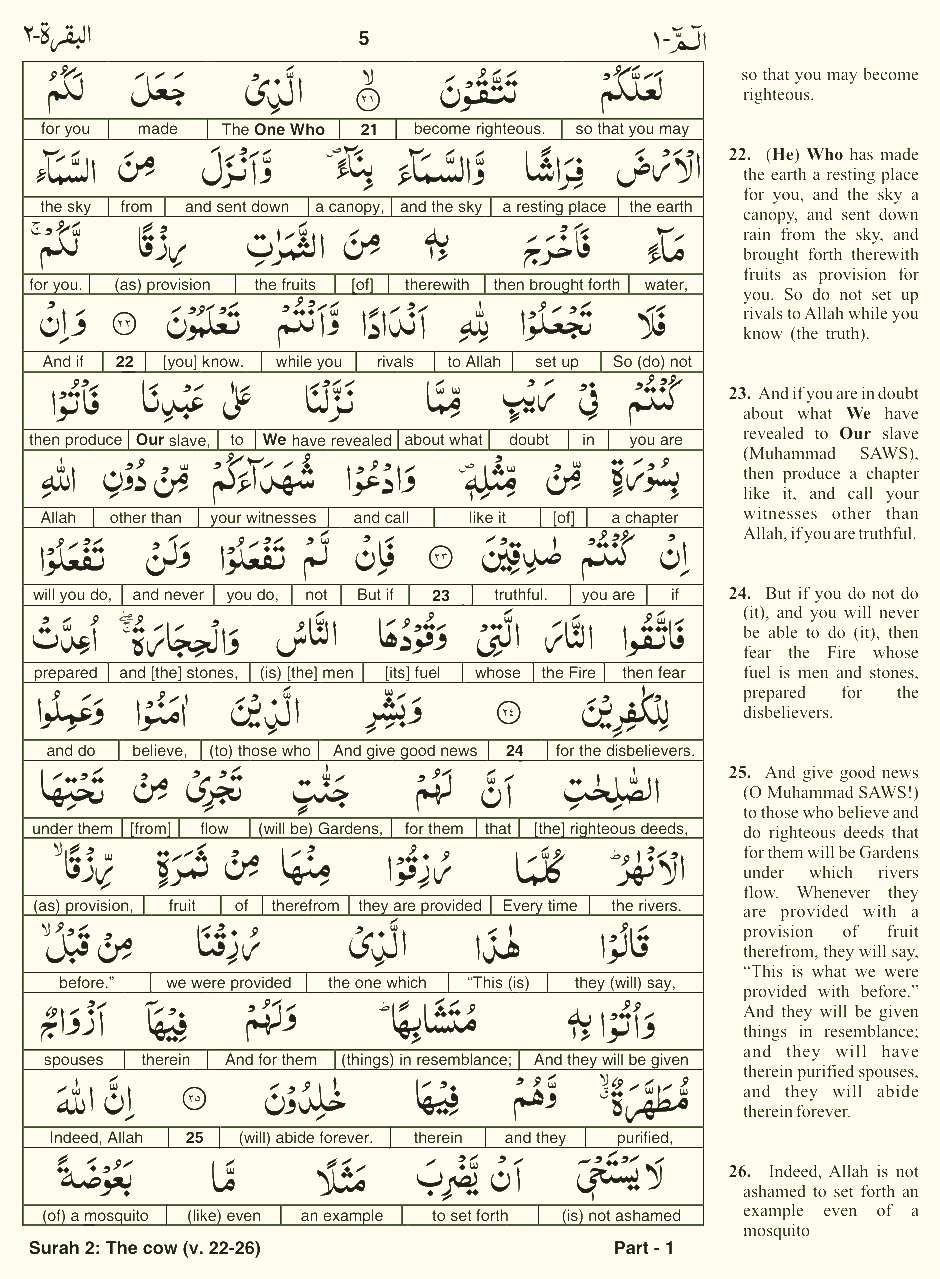Quran English Parah 1 Page 5