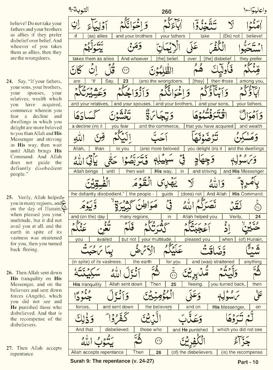 Quran English Parah 10 Page 12