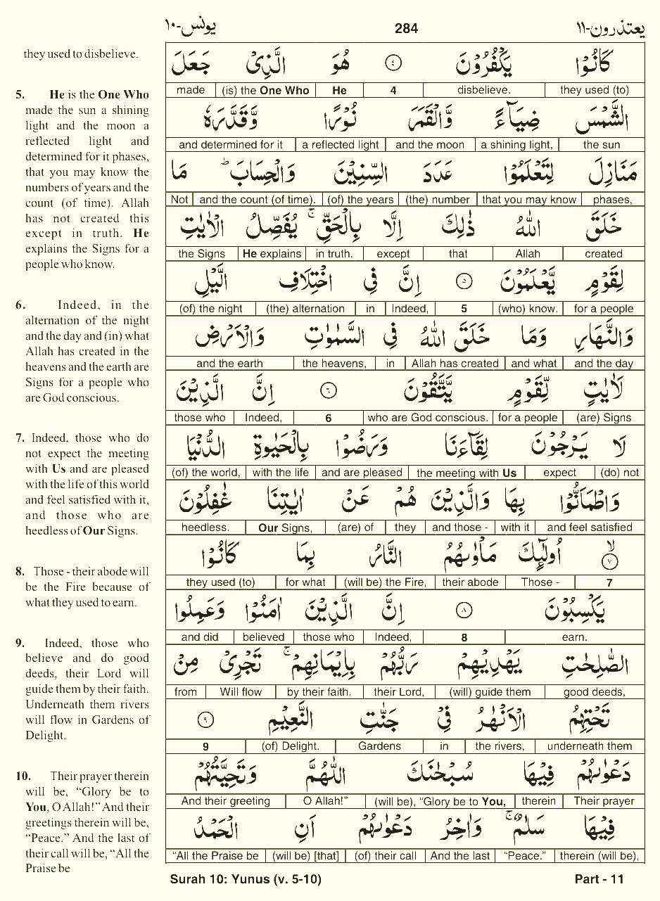Quran English Parah 11 Page 10