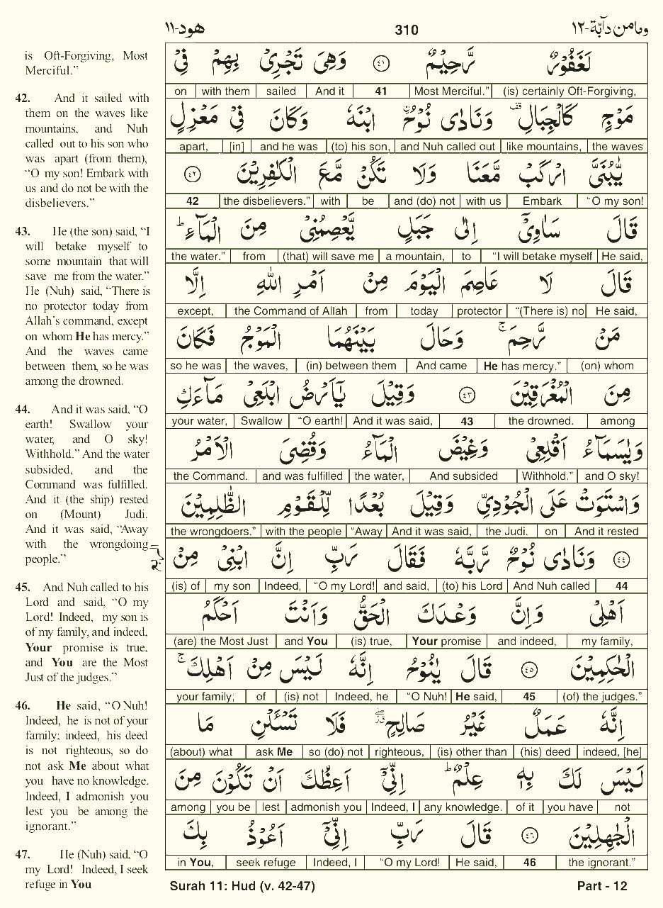 Quran English Parah 12 Page 7