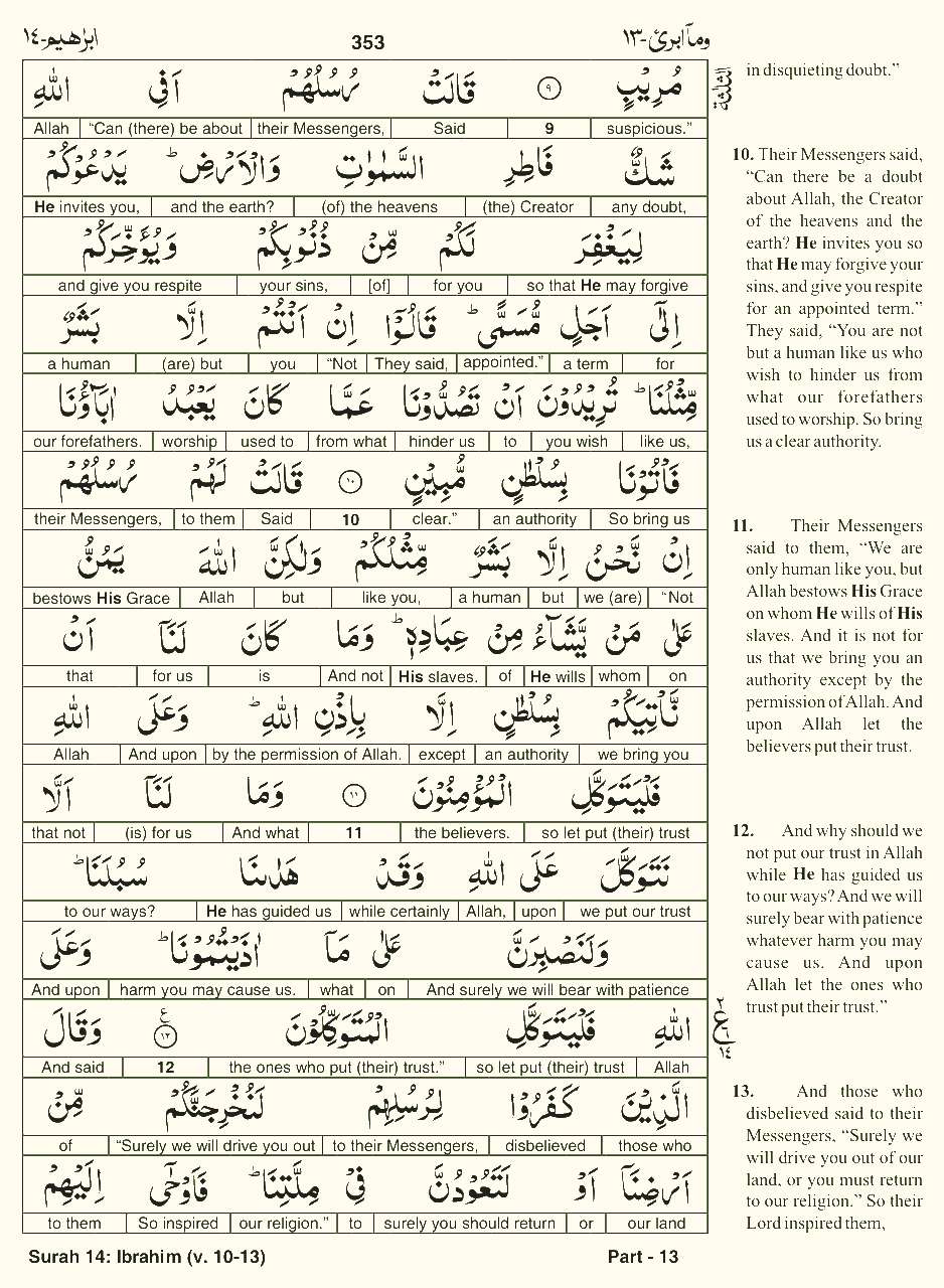 Quran English Parah 13 Page 22