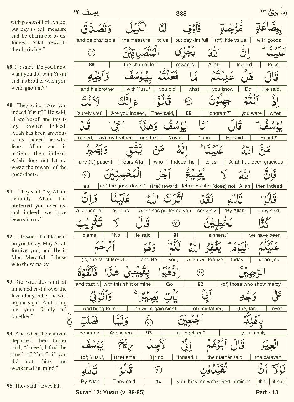 Quran English Parah 13 Page 7