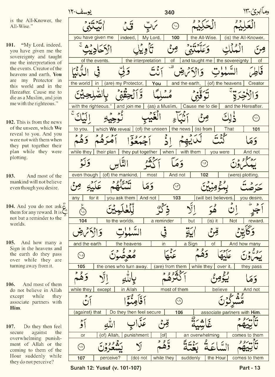 Quran English Parah 13 Page 9