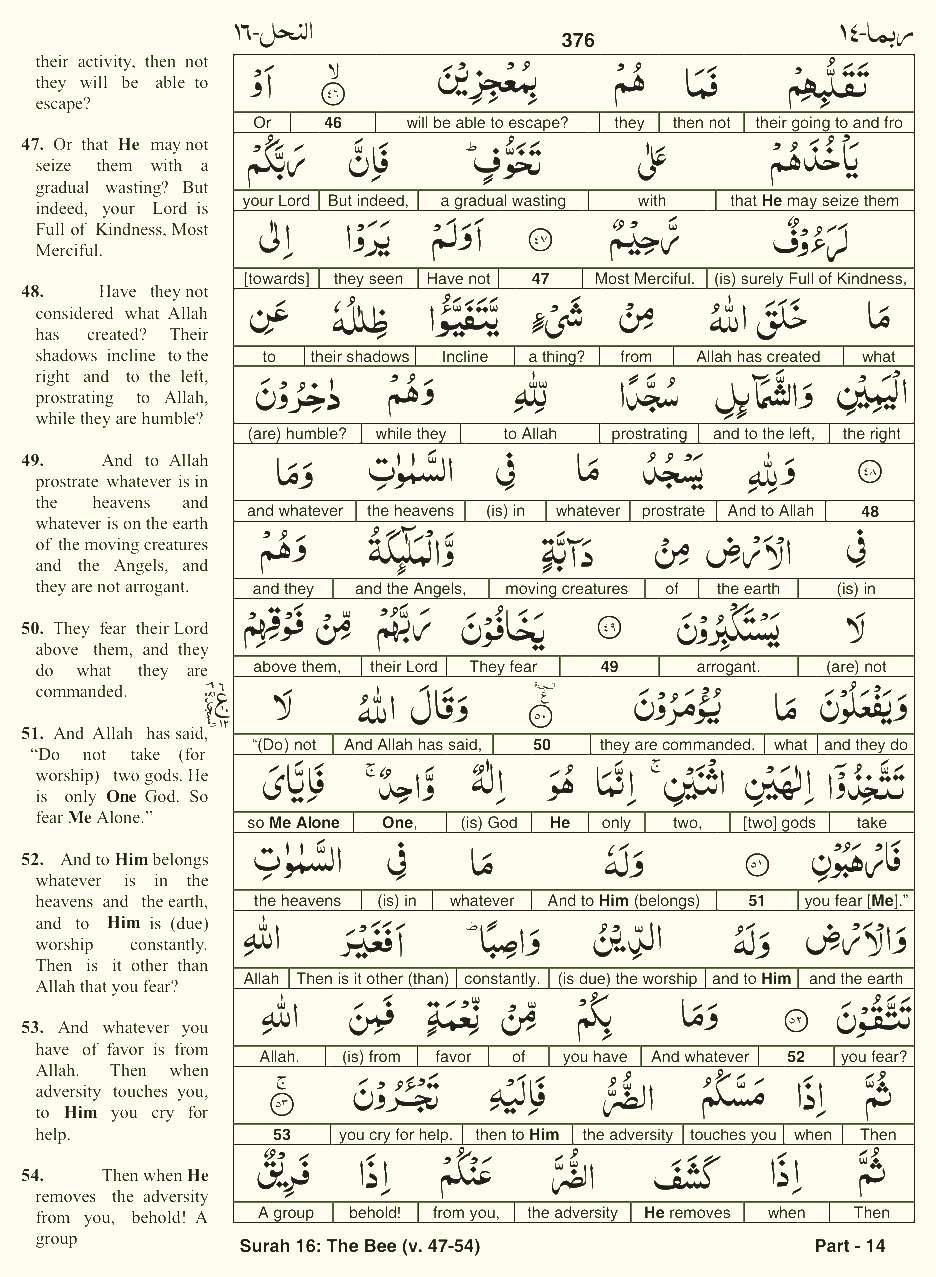 Quran English Parah 14 Page 16