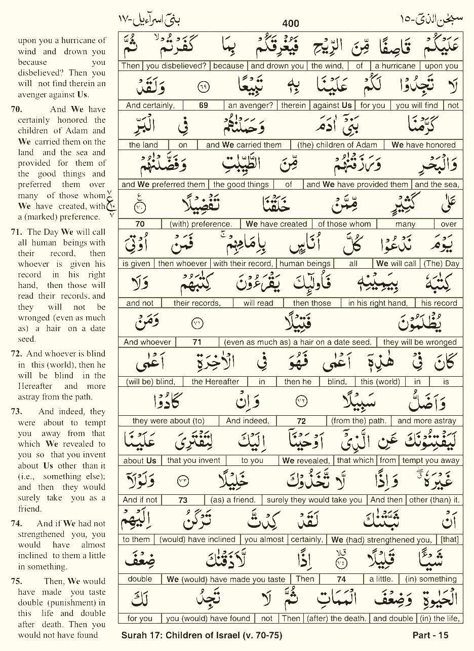 Quran English Parah 15 Page 11