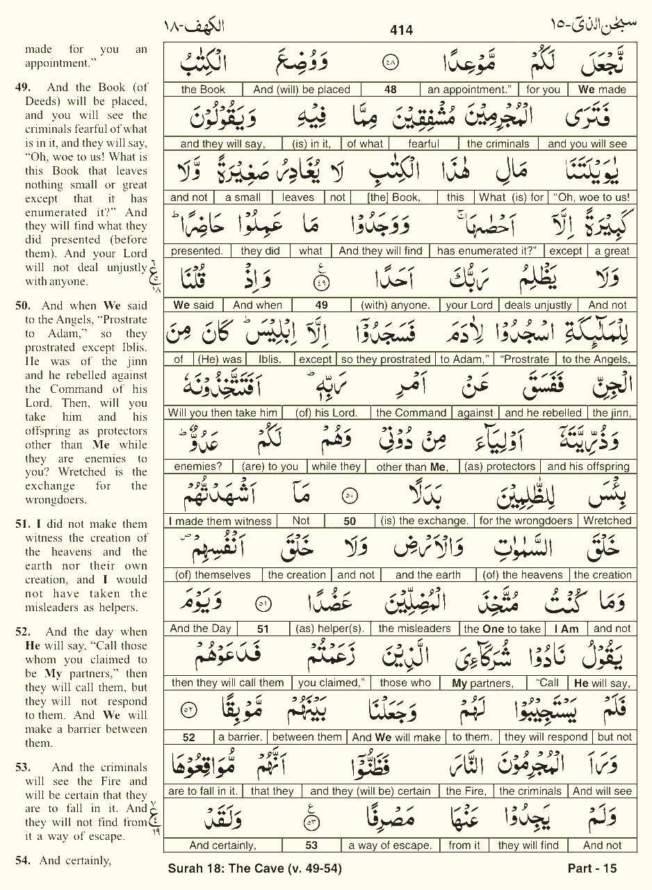 Quran English Parah 15 Page 25