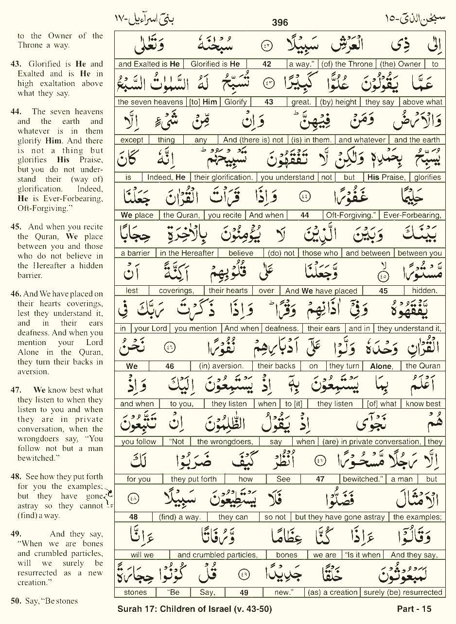 Quran English Parah 15 Page 7
