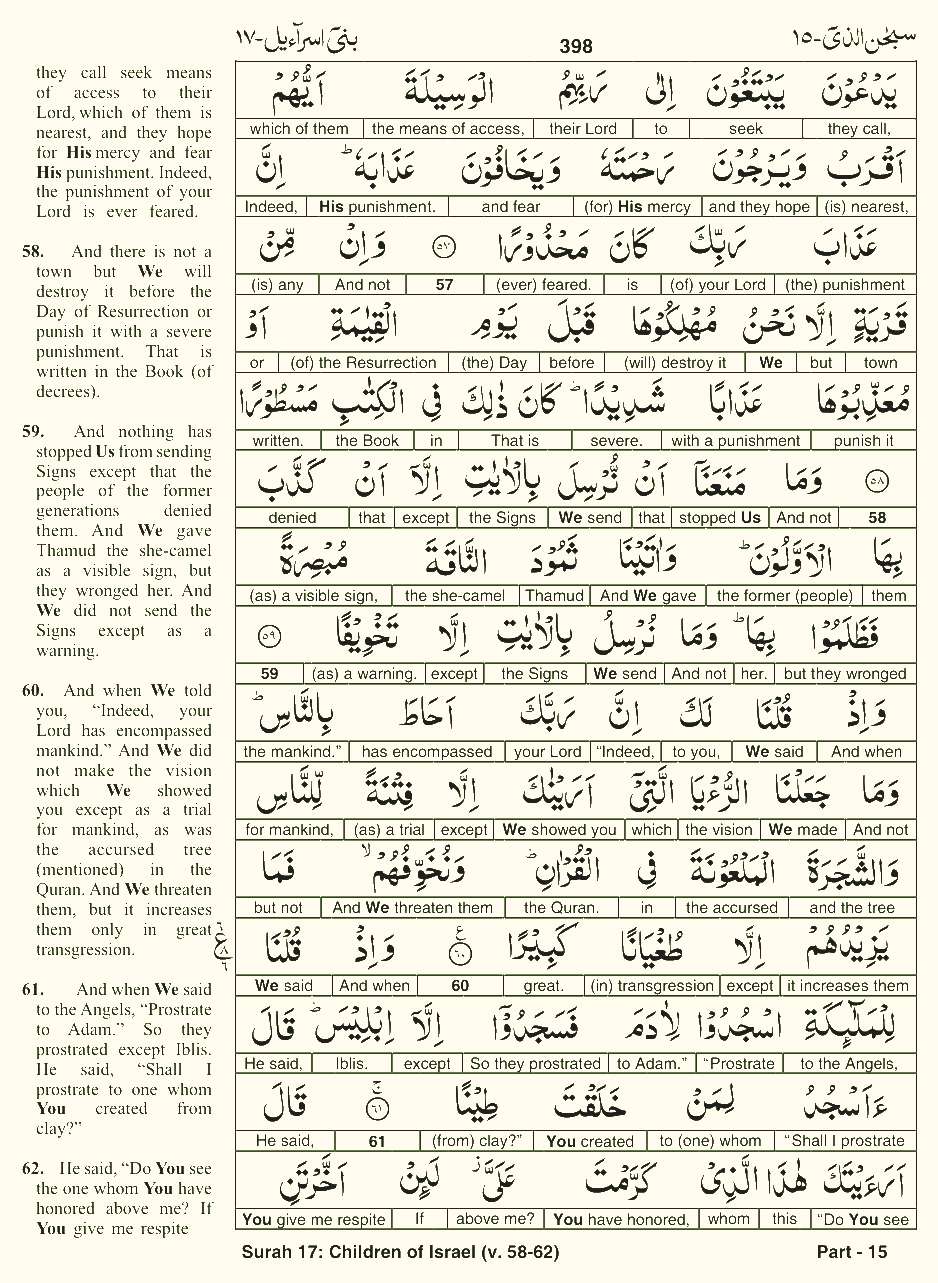 Quran English Parah 15 Page 9