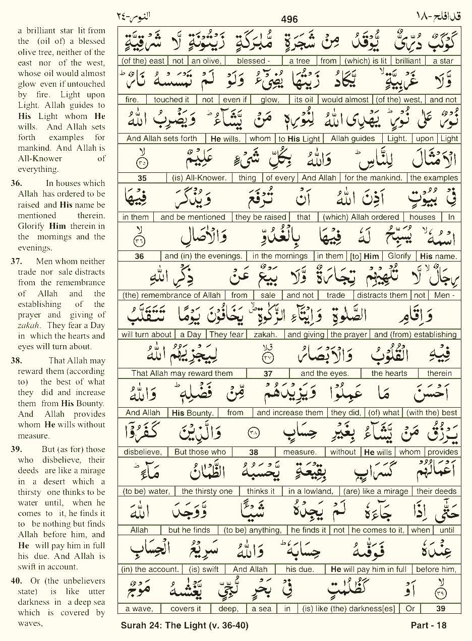 Quran English Parah 18 Page 20
