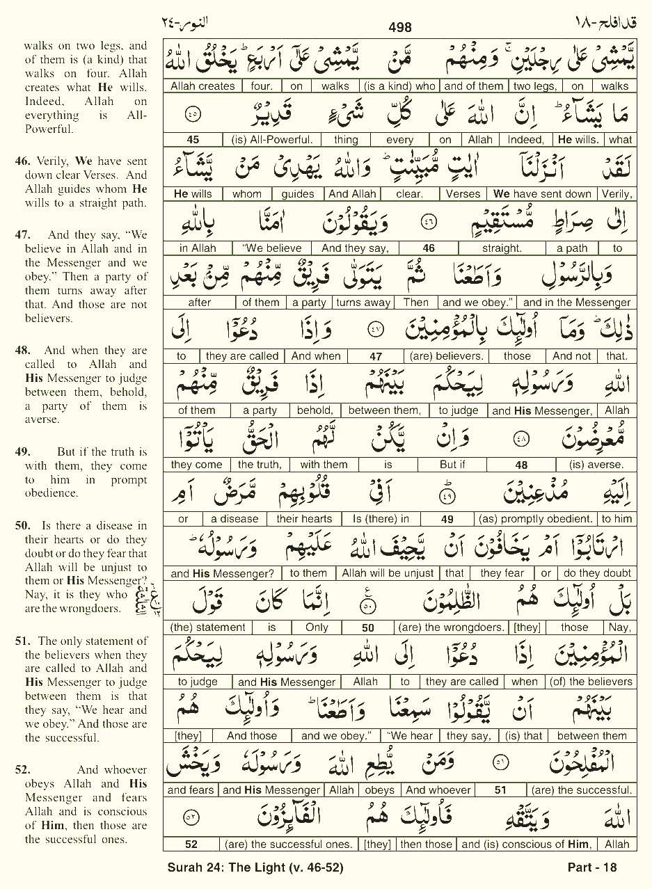 Quran English Parah 18 Page 22