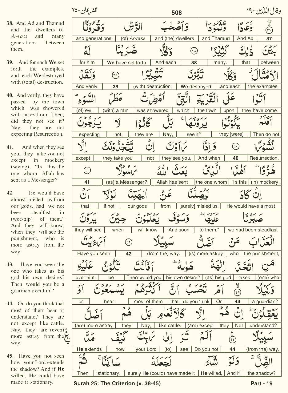 Quran English Parah 19 Page 3