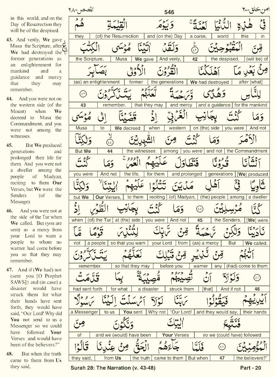 Quran English Parah 20 Page 12