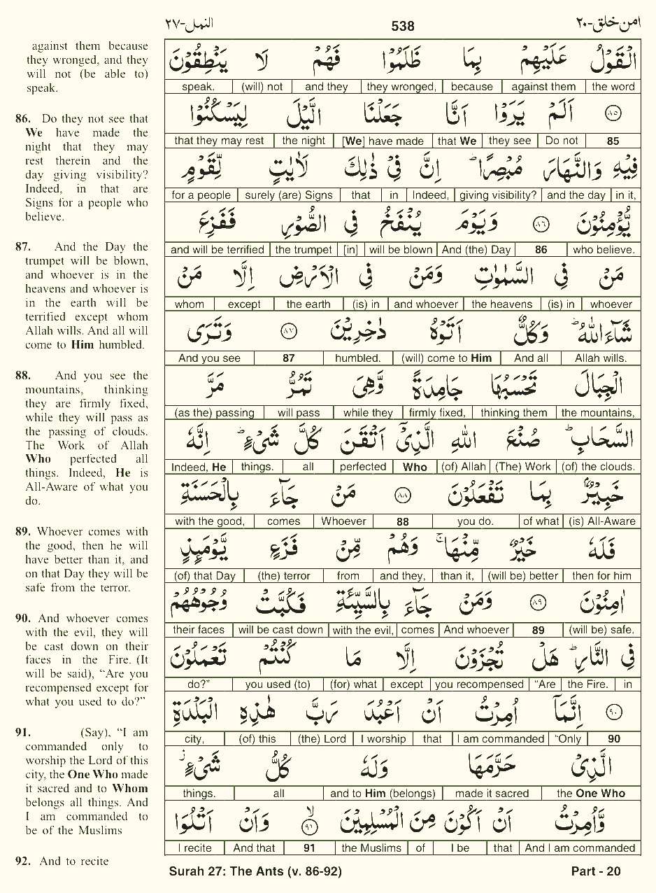 Quran English Parah 20 Page 4
