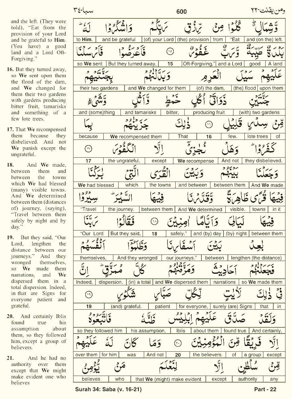 Quran English Parah 22 Page 12