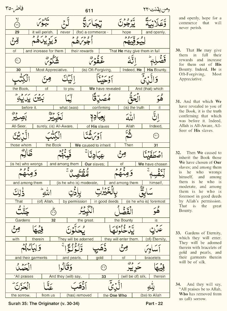 Quran English Parah 22 Page 23