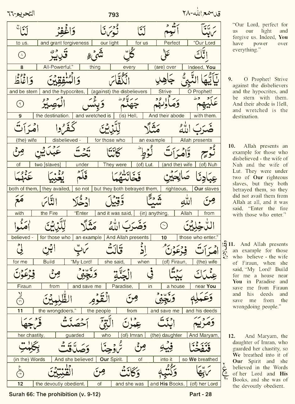 Quran English Parah 28 Page 29
