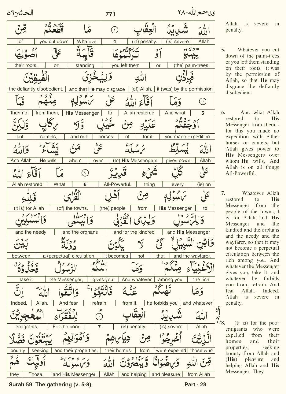 Quran English Parah 28 Page 7