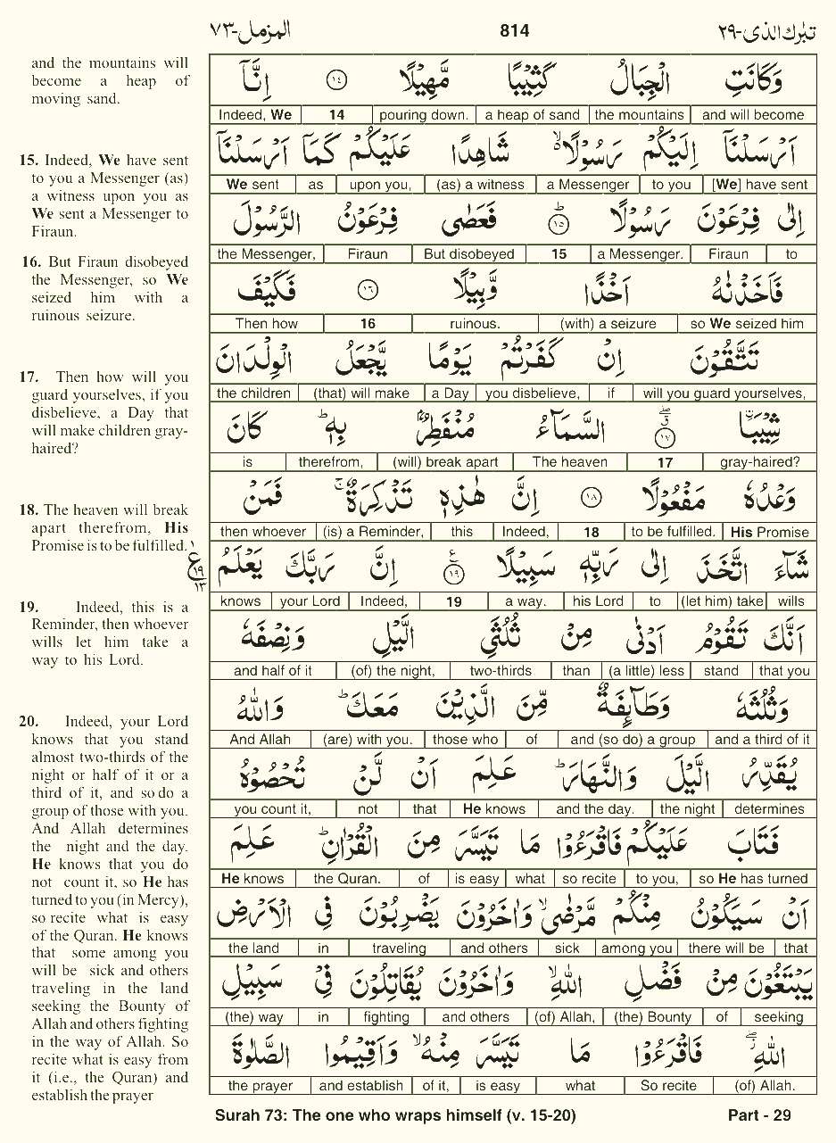 Quran English Parah 29 Page 21