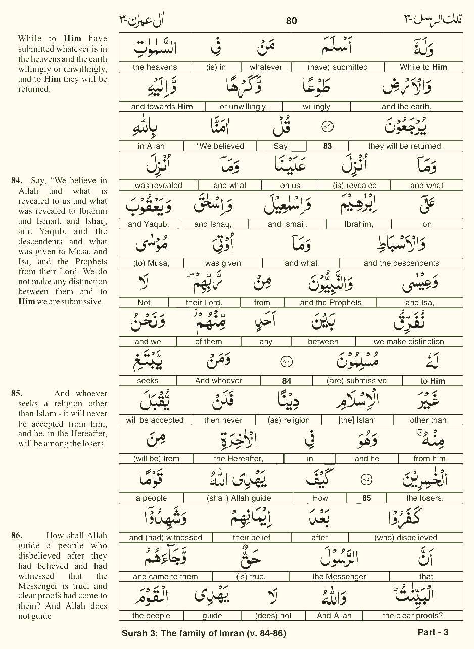 Quran English Parah 3 Page 26