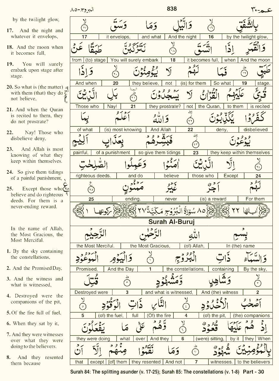 Quran English Parah 30 Page 13
