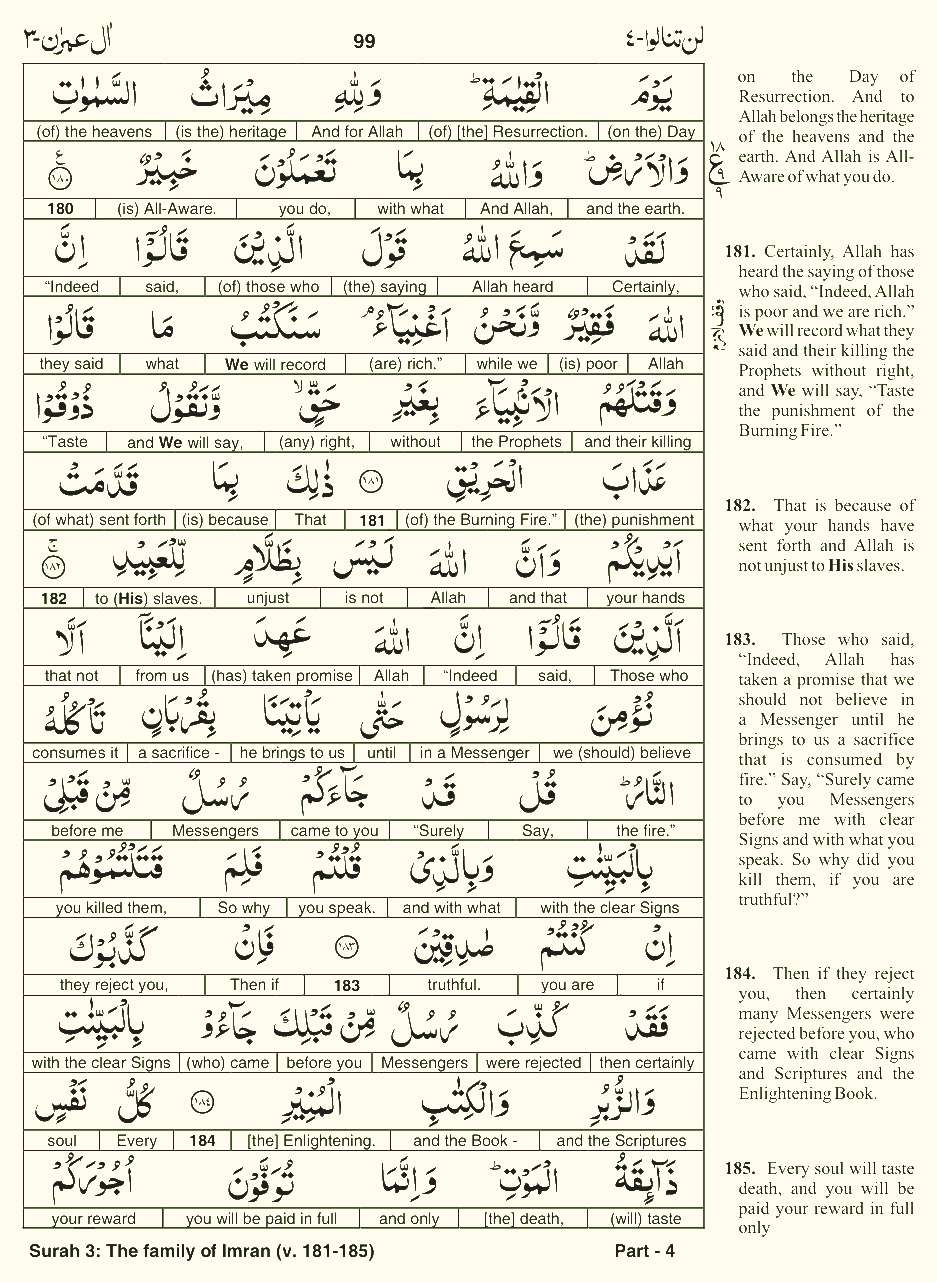 Quran English Parah 4 Page 18