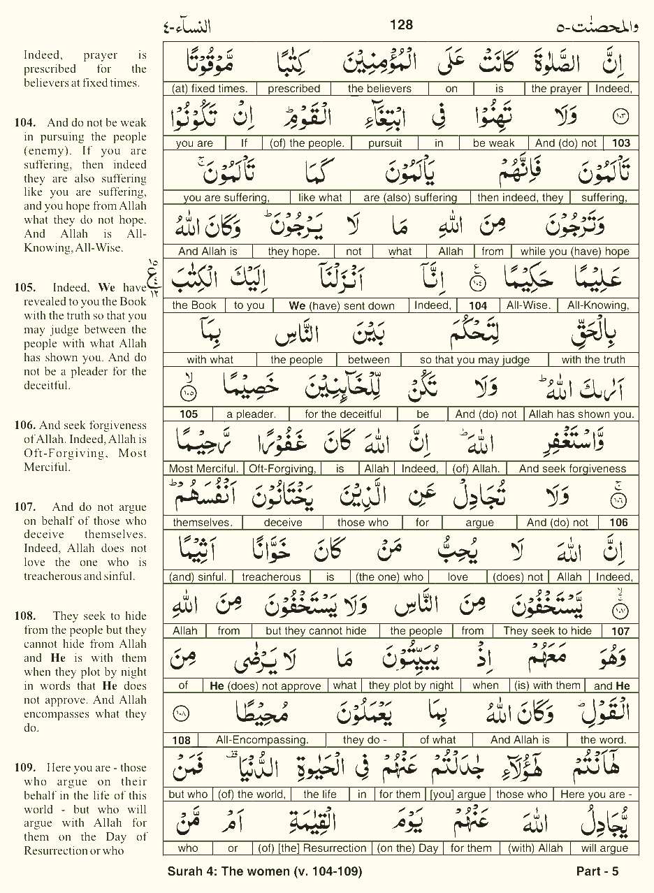 Quran English Parah 5 Page 19
