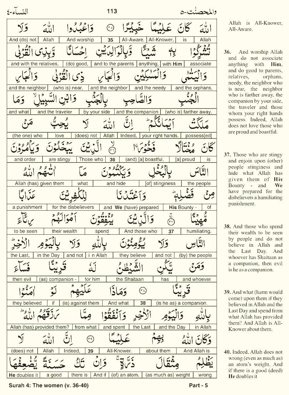 Quran English Parah 5 Page 4