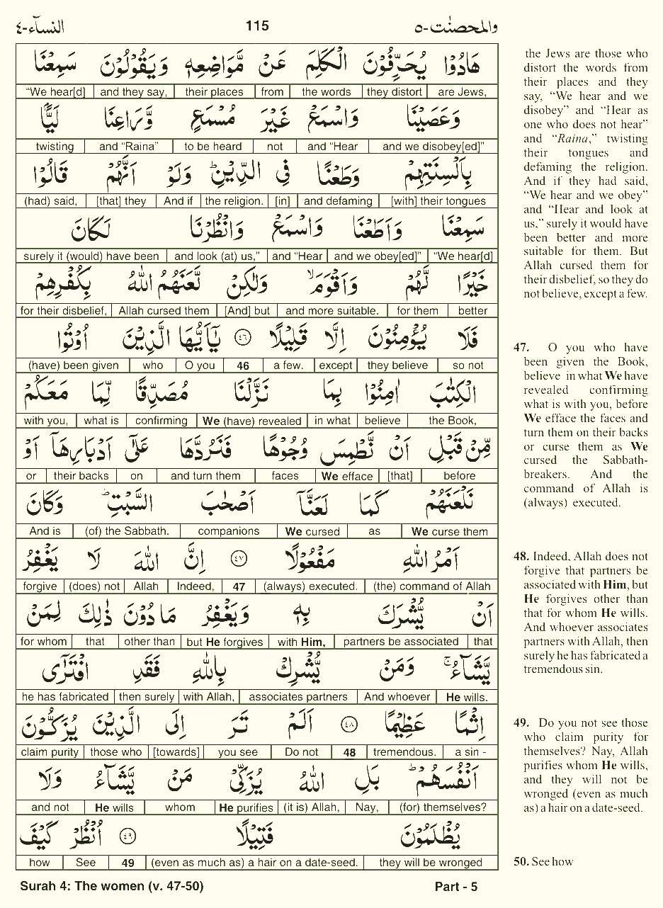 Quran English Parah 5 Page 6