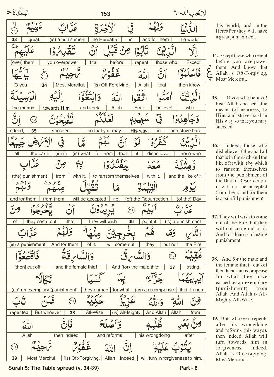 Quran English Parah 6 Page 17