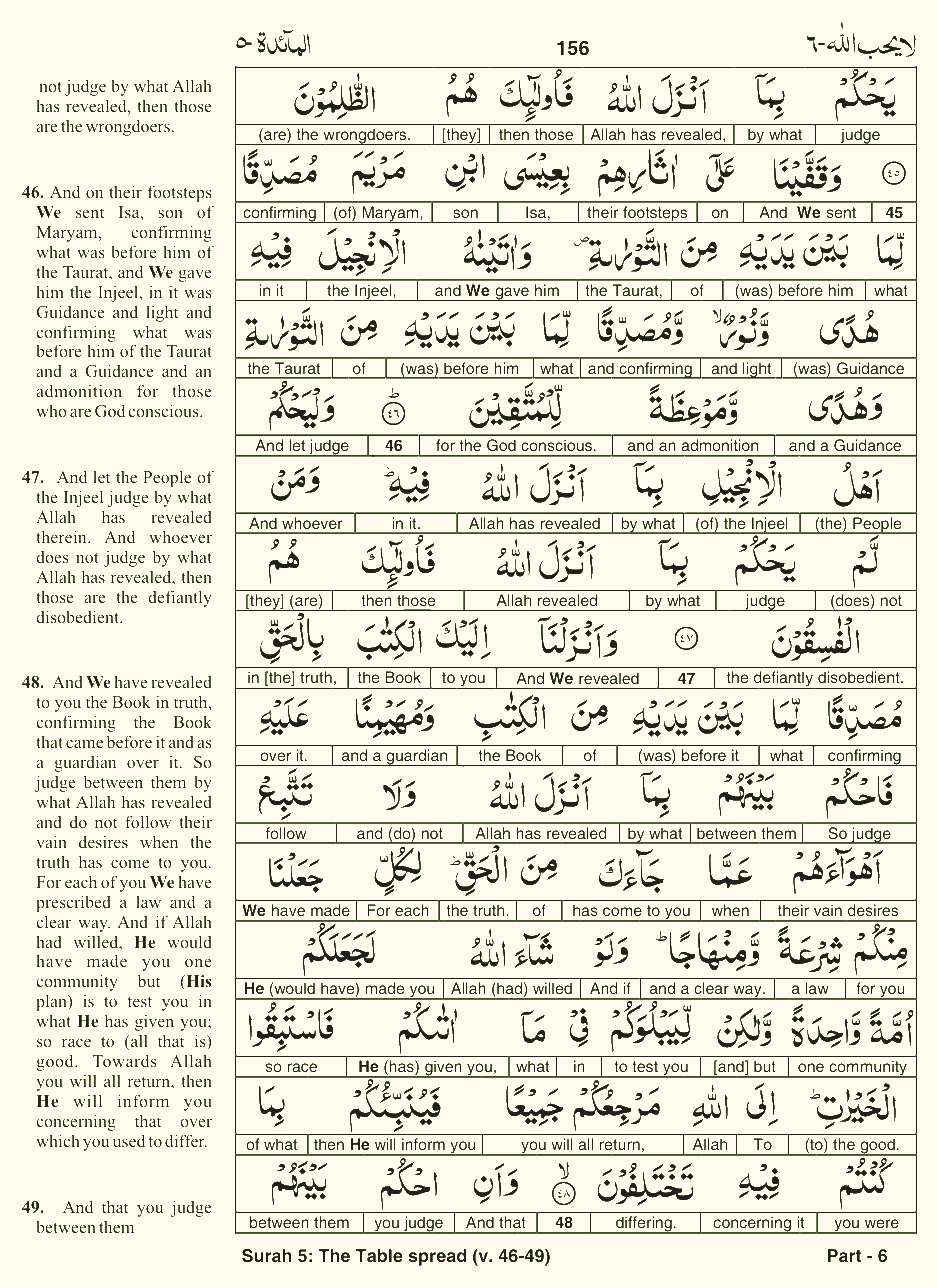 Quran English Parah 6 Page 20