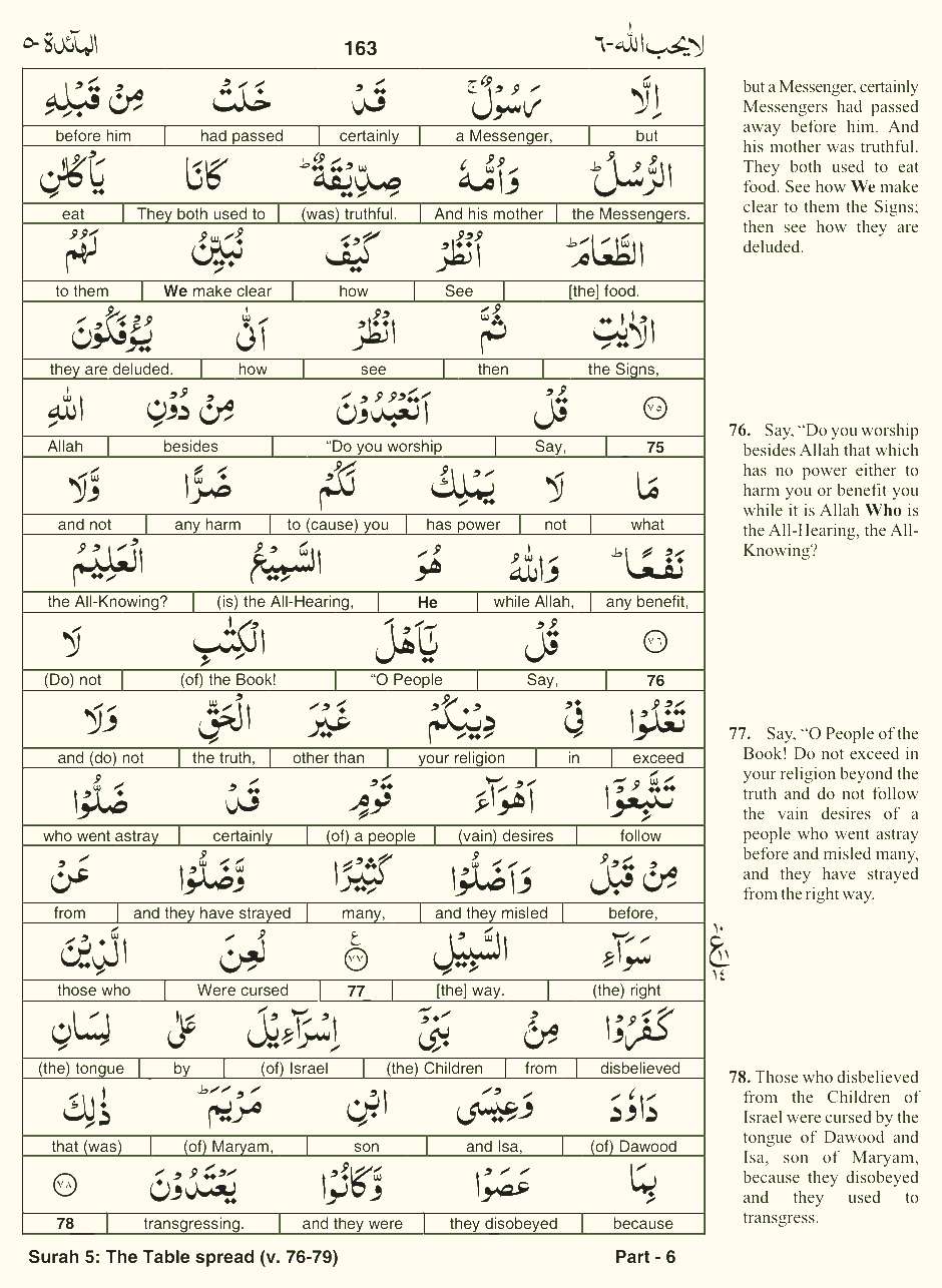 Quran English Parah 6 Page 27