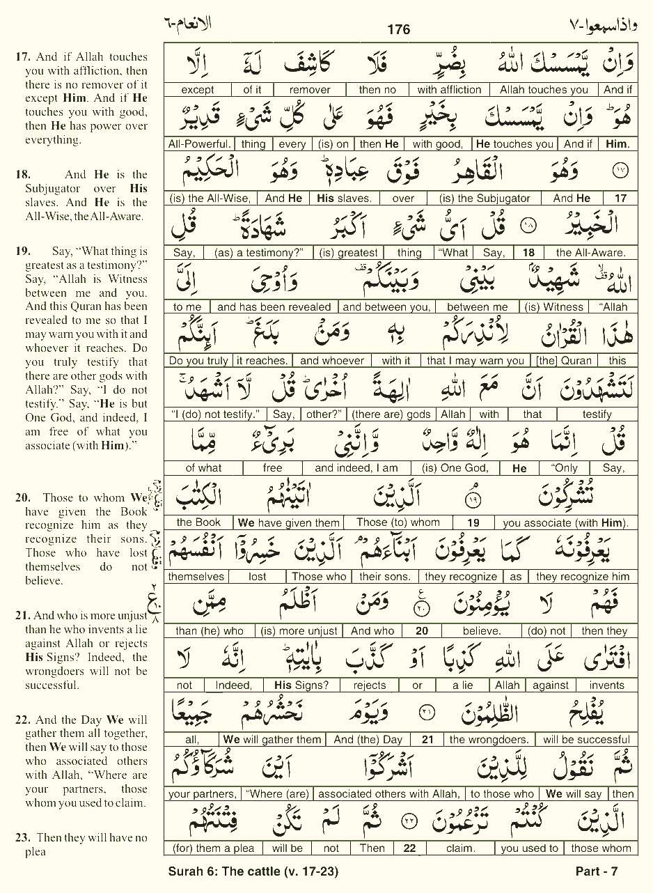 Quran English Parah 7 Page 12