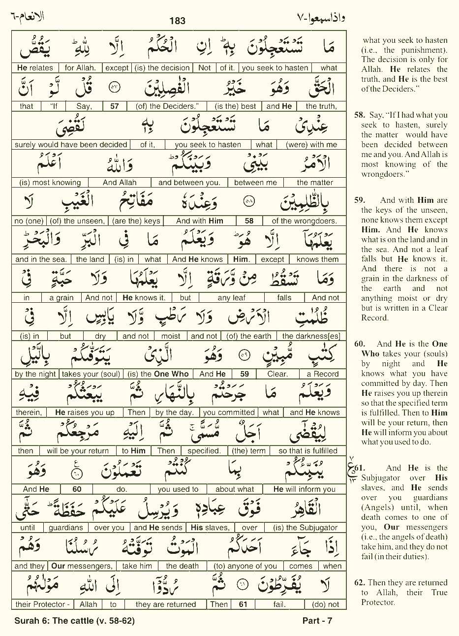 Quran English Parah 7 Page 19