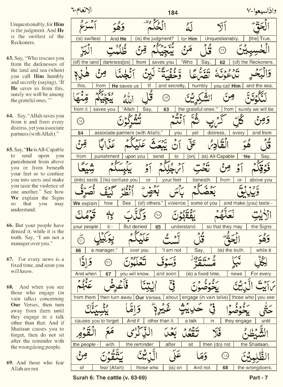 Quran English Parah 7 Page 20