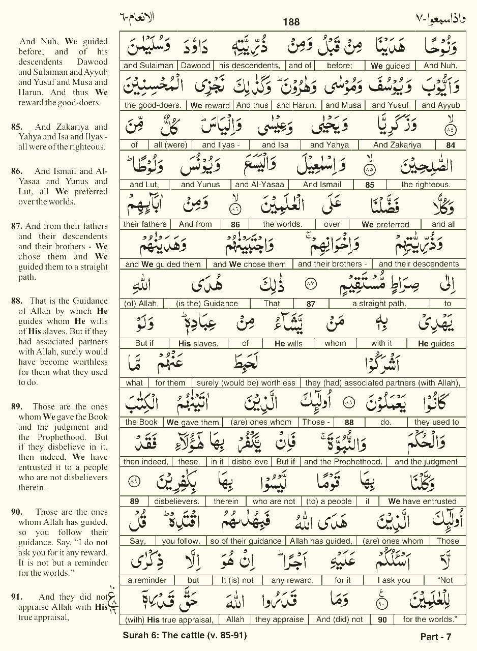 Quran English Parah 7 Page 24