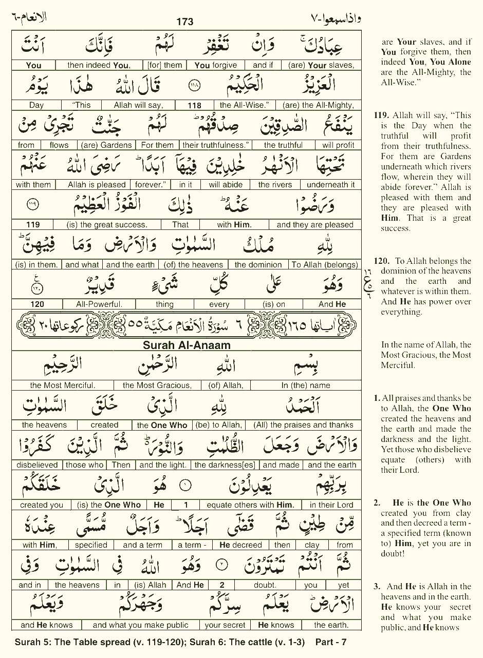 Quran English Parah 7 Page 9