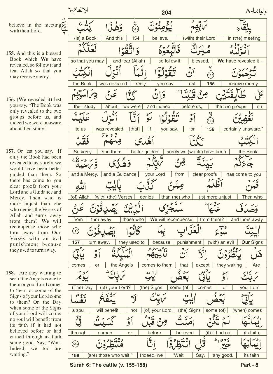 Quran English Parah 8 Page 11
