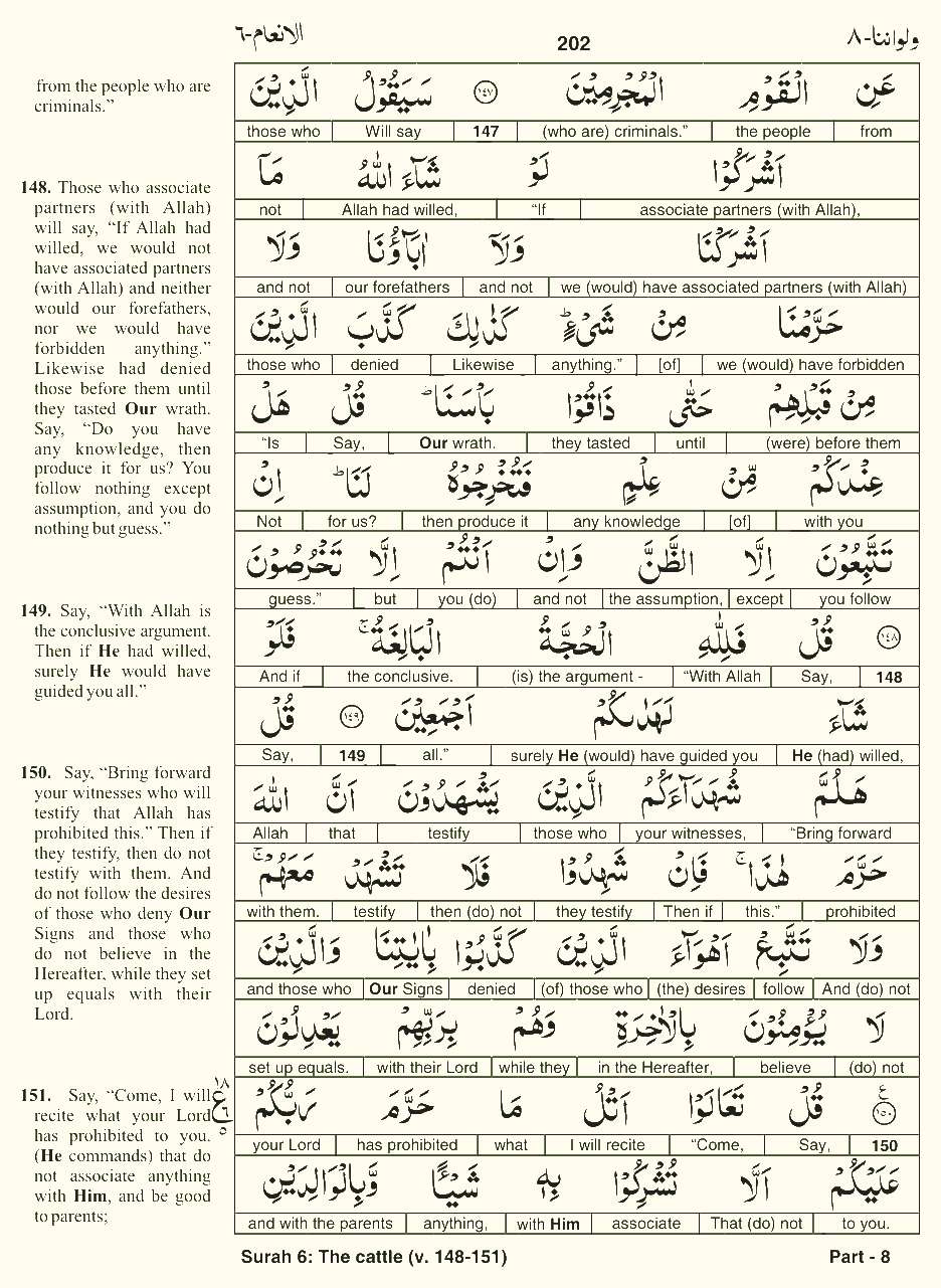 Quran English Parah 8 Page 9