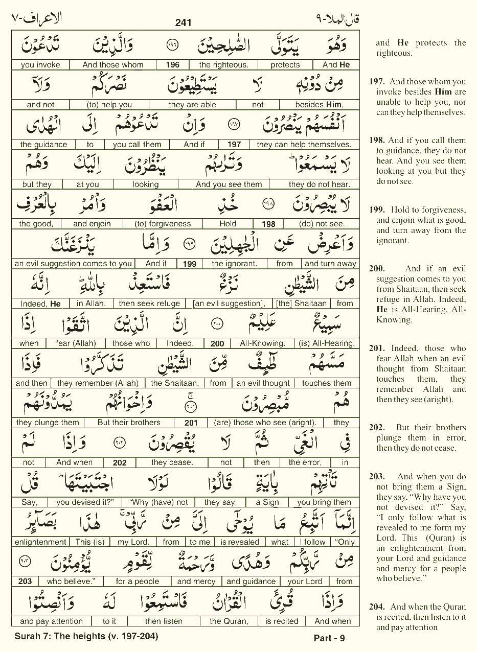 Quran English Parah 9 Page 20