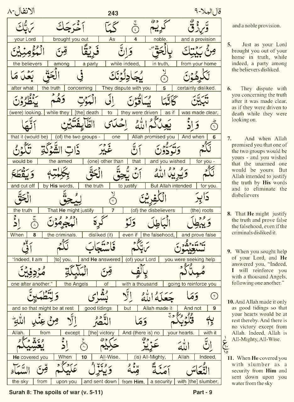 Quran English Parah 9 Page 22