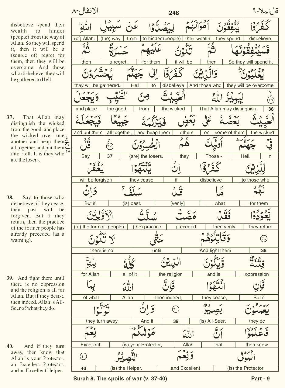 Quran English Parah 9 Page 27
