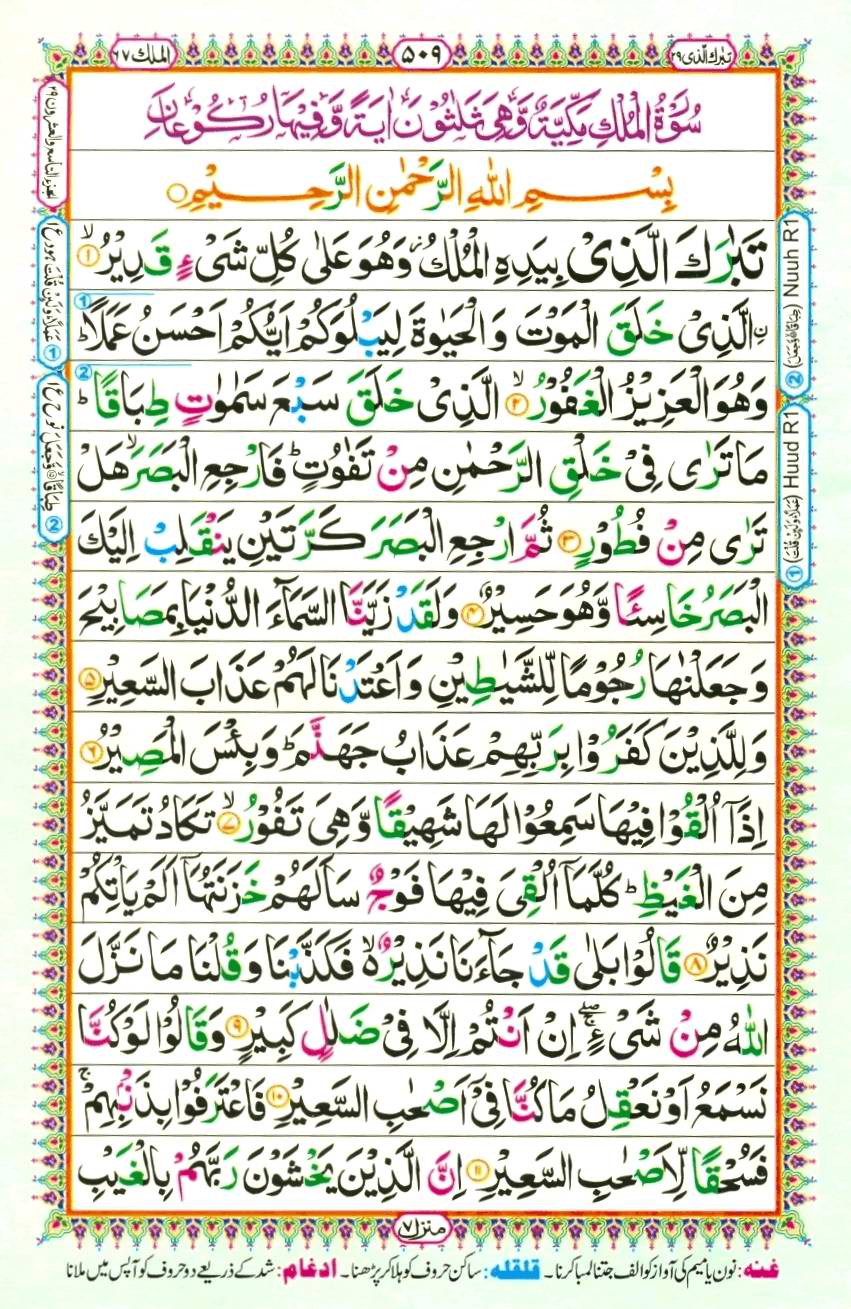 Quran Pak With Tajweed Parah 29 Page 1